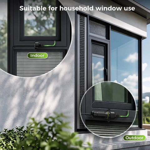 Ultra-Thin Flat Ethernet Cable No Drill RJ45 Extension Cord gliding through a window gap for indoor use.
