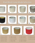 Various shallow drum hardback lamp shades including Shallow Drum Hardback Lamp Shade 17 By 18 By 11.5 Inches Black With Gold Exterior.