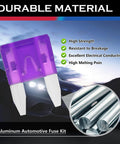 Bad Boy Universal Car Fuse Assortment Kit Featuring 120 Piece Blade Set With Integrated Tester And Removal Grabbers Covers All Gauges From Two Amps To Thirty Five Amps To Keep Your Daily Driver Running Smooth, showing purple blade fuse.