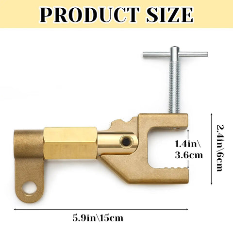 600 Amp Welding Ground Clamp, Beefy Solid Brass Grounding Clamp For Heavy Duty Arc Welding, side view with dimensions