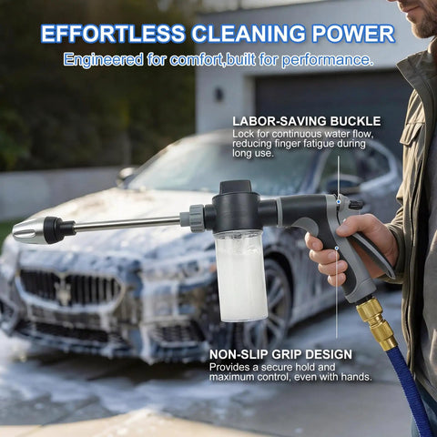 Heavy Duty Pressure Washer Gun With Three Spray Modes, Three Quarter Inch Hose Connection, Handheld Water Sprayer In Use