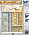 Top Drawer Metric Tap And Drill Magnet Chart Retro 8.5X11 Thread Size Reference for tool cabinet and workshop bench.