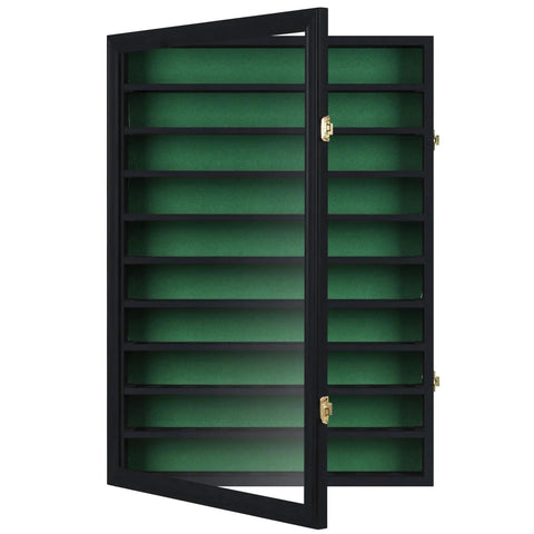 80 Golf Ball Display Case Cabinet With Solid Wood Frame UV Protected Lockable Acrylic Door Wall Mounted Or Stand Black Finish