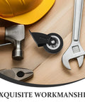 Heavy Duty Slider Wheels Rock Solid Construction For Quiet Barn Door Cabinet Sliding Track Gliding on wood with tools visible.