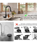 Commercial Grade Kitchen Workstation Faucet with with Glass Rinser & LED in a modern kitchen setting, showcasing one-piece design.