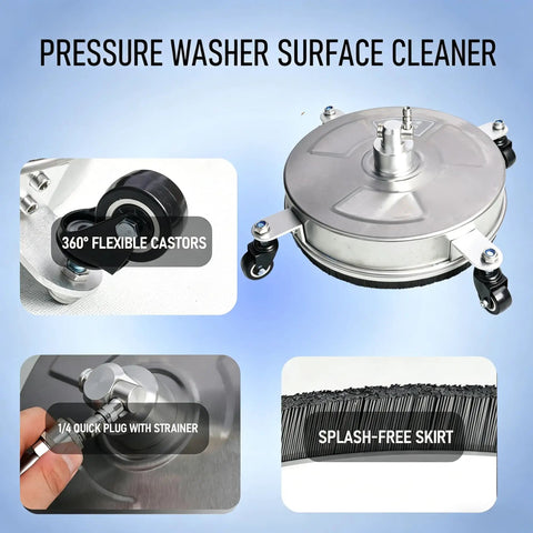 14 Inch Pro Grade Pressure Washer Surface Cleaner With Stainless Steel Body And Four Wheels For Concrete Patio Deck And Pathways