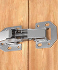 4 Pack Soft Close Cabinet Hinges Surface Mount Hidden Hinges For Frameless Cabinet Doors installed on wooden surface.