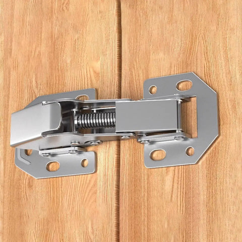 4 Pack Soft Close Cabinet Hinges Surface Mount Hidden Hinges For Frameless Cabinet Doors installed on wooden surface.