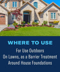 24 Hour Lawn Insect And Fire Ant Killer Granules For Outdoor Pest Control text with house and lawn image