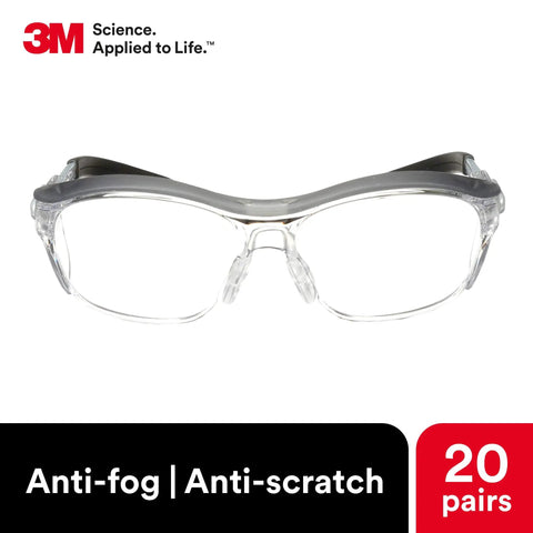 Anti Fog Safety Glasses With Retro Gray Frame And Side Shields, Soft Nose Bridge Cushions For All Day Comfy Fit, 20 Pack