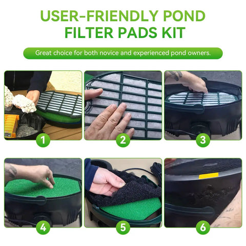 User assembling All In One Pond Filter Maintenance Kit For Outdoor Ponds 600 To 900 Gallons, 3 Stage Filtration Foam Filter Pads
