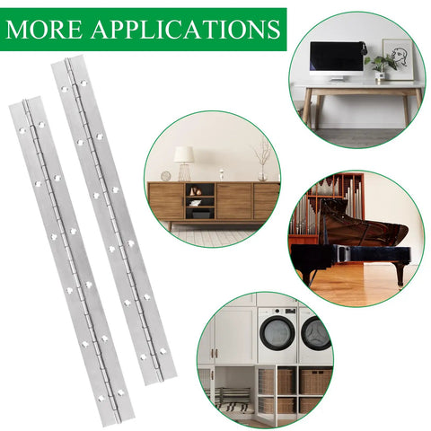 Six Piece 12 Inch Stainless Steel Piano Hinges Heavy Duty Pre Drilled Build Rust Resistant Finish Rock Solid Hardware For Cabinet Doors with diverse applications.