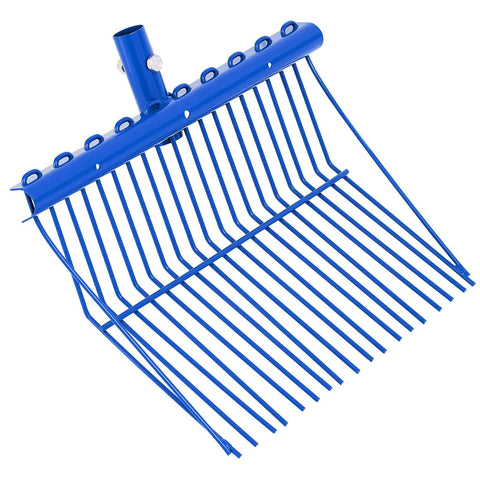 Heavy Duty Manure Fork Replacement Head For Metal Pitchfork, Angled Tines Garden Rake Attachment, Blue, 15x11 inches
