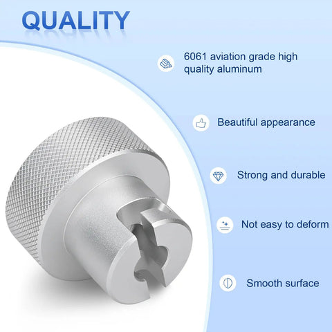 Replacement Pressure Release Knob For Bottle Jacks Seven Sixteenths Inch Diameter 6061 Aluminum Beefy Durable Silver White Finish