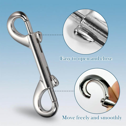 Eight Pack Heavy Duty Double Ended Snap Hooks In Silver Zinc Alloy With Trigger Clips For Dog Leashes Key Rings Water Buckets Carabiners Home And Farm Use Indoor And Outdoor Rust Resistant And High Strength