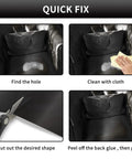Self Adhesive Leather Repair Patch 8x11 Inch For Couches Car Seats Sofas And Jackets Scratch And Holes Repair Tape For Vinyl Upholstery DIY Furniture Repair Easy Peel And Stick Black being applied to a couch