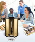 6L Coffee Urn Hot Beverage Dispenser Electric Coffee Percolator With Double Wall Stainless Steel 38 Cup Capacity in a meeting room