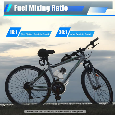 100Cc Bicycle Engine Kit For 26 To 28 Inch Bikes 2 Stroke Gas Motor Conversion installed on a bicycle, sunset background