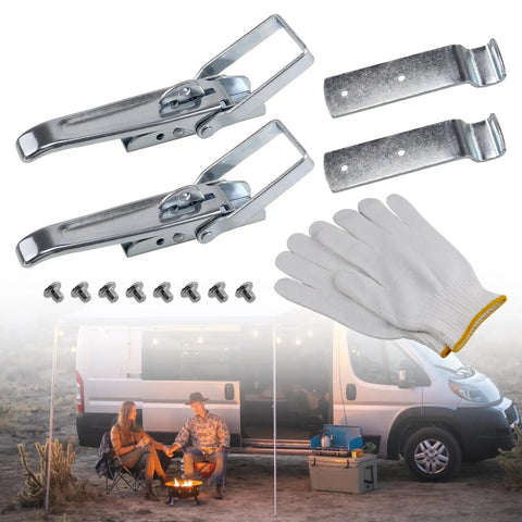 Heavy Duty Two Piece Trailer Lift Gate Latch Kit Hella Tough Galvanized Steel Cargo Door Locks For Rv Camper tools and gloves set