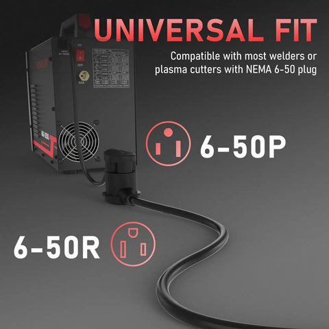 Heavy Duty 40Ft Welder Extension Cord 15 Amp 250 Volt 12 AWG with NEMA 6-50P to 6-50R for welding machines shown connected