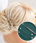 Go To Dual Ended Pin Vise Kit Featuring Two Mini Hand Drills Four Copper Chucks Sturdy Alloy Frame Easy Grip Handles Ideal For Wire Twisting Beading And Custom Jewelry Making Designed For Serious Creators Who Love A No Sweat Workflow with hair pins and pearls on a bridal hairstyle.