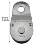 Beefy Heavy Duty Fixed Eye Steel Pulley For Wall Mount Single Wire Rope Pulley All Metal Construction Rugged And Corrosion Resistant Durable Industrial Grade Pulley For Lifting And Cable Systems, 84mm
