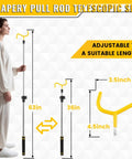 Telescoping Drapery Pull Rod 36 To 63 Inches, Heavy Duty Stainless Steel Curtain Wand With Soft Sponge Grip, Lightweight Extension Pole For Curtains, Black And Yellow shown with adjustable length