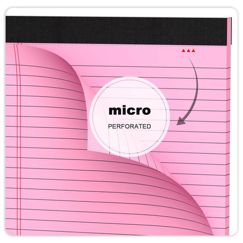 Pink Legal Pad 8.5 X 11 Wide Ruled Writing Pad Set With Perforated Backing 30 Sheets Per Pad 20lb Colored Paper micro perforation