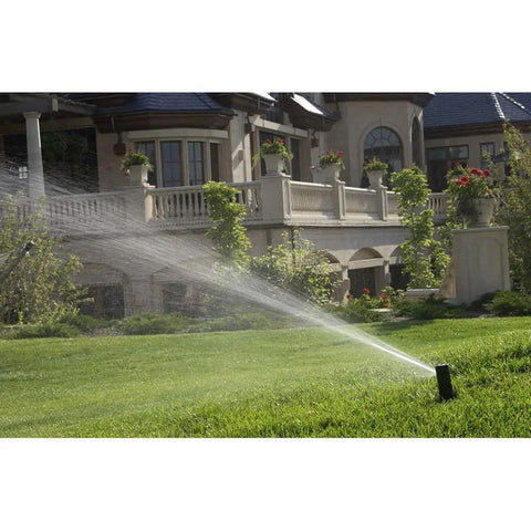 5000 Rotor Sprinkler Heads 4 Pack For Lawn Irrigation, Adjustable 40 To 360 Degree Arc, spraying water on lawn