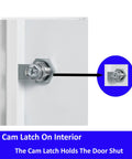 Close-up of cam latch on interior of Heavy Duty Steel Flush Access Panel 24X24 with removable door for secure closure.