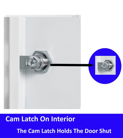 Close-up of cam latch on interior of Heavy Duty Steel Flush Access Panel 24X24 with removable door for secure closure.