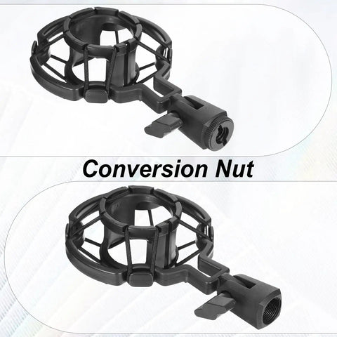 Universal Microphone Shock Mount With Pop Filter And Clip Holder, Anti Vibration Suspension For 42mm To 46mm Condenser Mics