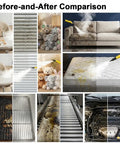 Before-and-after cleaning results using QianCruxtacy Handheld Steam Cleaner With 3.5L Tank on various surfaces like upholstery and kitchen equipment.