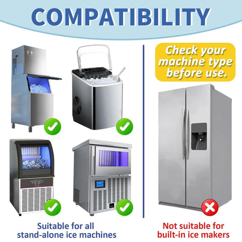Ice Machine Cleaner And Descaler Tablets For All Major Brands Nickel Safe Descaler For Countertop Portable And Commercial Icemakers 24 Pack Food Grade Citric Acid Based Cleaning Solution compatibility chart