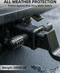 Keyless Trailer Hitch Lock For Two Inch Receivers Five Eighths Inch Pin in rain showing weatherproof protection