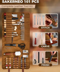 Your Go To Leather Working Starter Kit With 101 Pieces Stainless Steel And Wood Handle Tools For DIY Wallets Belts And Bags Repair