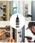 Dry Graphite Lubricant For Locks And Hinges No Residue Dust Free Powder Spray 50mL with images of locks and hinges