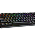 Compact Hot Swappable Mechanical Gaming Keyboard Featuring Sixty One Keys Smooth Gateron Switches Fire RGB Backlighting side view.