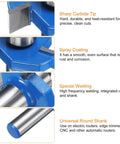 15/32 Inch Shank 3 Wing Carbide Router Bit With Ball Bearing Guide showing sharp carbide tip, spray coating, and universal round shank.