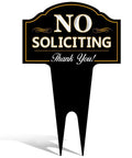 No Soliciting Yard Sign For Home And Business Made From Heavy Duty DiBond Aluminum Weatherproof Outdoor Metal Sign with discreet look