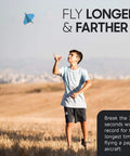 Epic Electric Paper Airplane Launcher Kit For Long-Lasting Flights, DIY Toy Engine Propulsion That Powers Paper Planes To Fly 30 Seconds, Kid-Friendly And Adults Welcome, Blue At Home Or School, boy launching paper plane outdoors