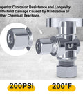 10 Pack Brass Chrome Angle Stop Valves One Half Inch Nom Compression To Three Eighth Inch Compression, corrosion-resistant