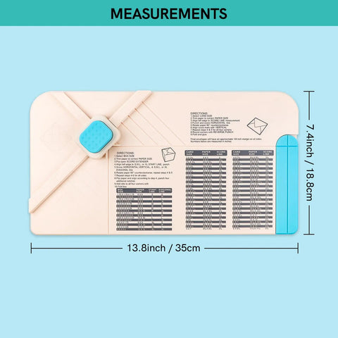 No Stress 3 In 1 Envelope Punch Board And Gift Box Maker For DIY Scrapbooking, white with measurements shown.