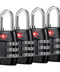 4 Pack 3 Digit Combination Luggage Locks TSA Approved For Travel On The Go Durable Padlocks For Suitcases And Baggage Backpacks