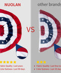 Comparison of 3x6 Ft Pleated All American Flag Bunting vs other brands for outdoor decoration with brass grommets