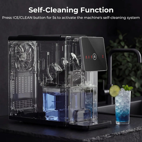Countertop Nugget Ice Maker With High Output 33 Lbs Per Day Automatic Ice Dispenser Self Cleaning Portable Ice Machine with touch screen