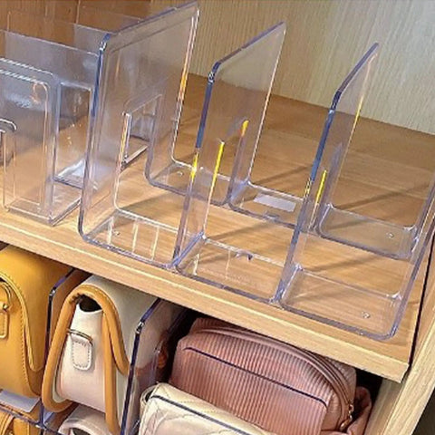 Absolute Game Changer Clear Bag Organizer Stackable Handbag Rack Built From Premium Pc Material For Closet Bedroom Or Living Room Four Section Purse Storage Hack To Keep Your Vibe Organized And Slay