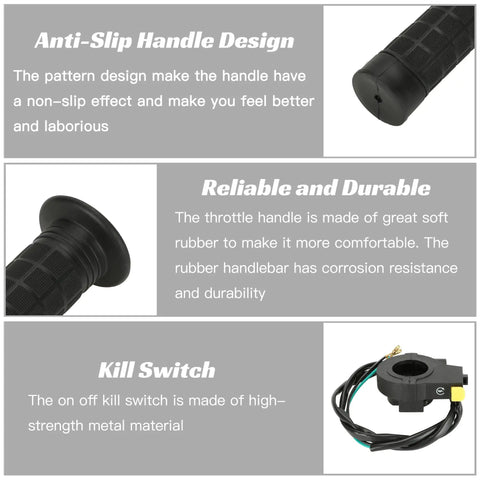 Twist Throttle Cable And Grip Assembly For Two Stroke 49Cc 50Cc 66Cc 80Cc 100Cc Gas Motorized Bicycles With Seven Eighths Inch Handlebar Fitment 22mm Easy Replacement Bike Part