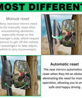Auto Reset UTV Side Mirrors For 1.5 To 2.0 Inch Roll Cages shown mounted with automatic reset feature label