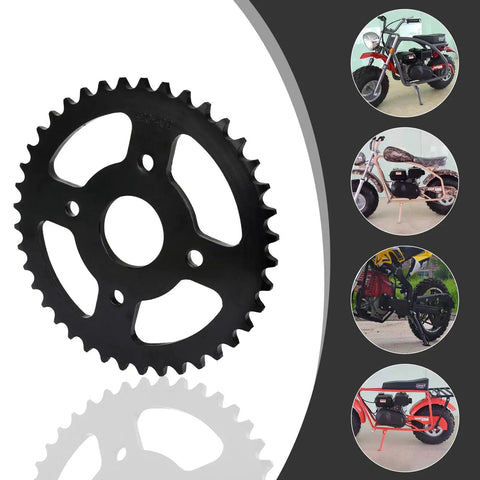 Heavy Duty 40T 40mm Bore Mini Bike Sprocket For 420 Chain Replacement Fit CT200U BT200X MB165 MB200 Baja Warrior TrailMaster Massimo Predator 196cc Go Kart Parts, shown with various mini bikes.